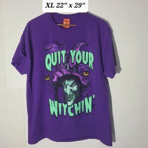 Happy Halloween " Quit your Witchin' " Purple XL T-Shirt VGUC